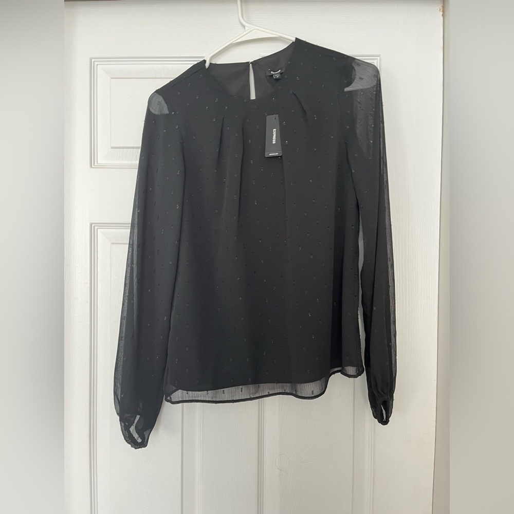Metallic Dot Gathered Crew Neck Top extra small